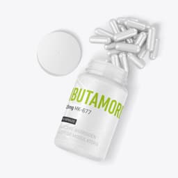 Ibutamoren MK-677 SARMs Canada Capsules - Opened Bottle of Ibutamoren with 90 capsules of 15mg