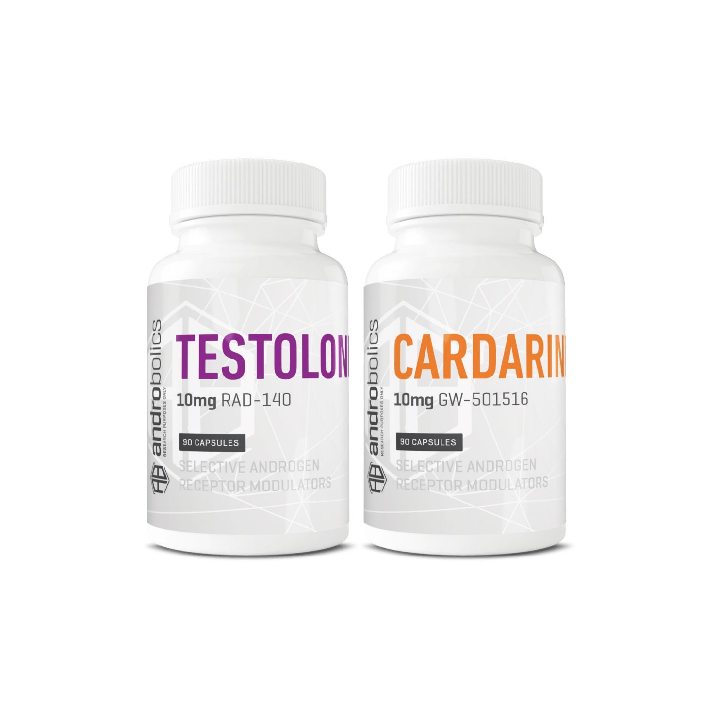 Athlete SARMs Stack with Cardarine and Testolone bottles from Androbolics.